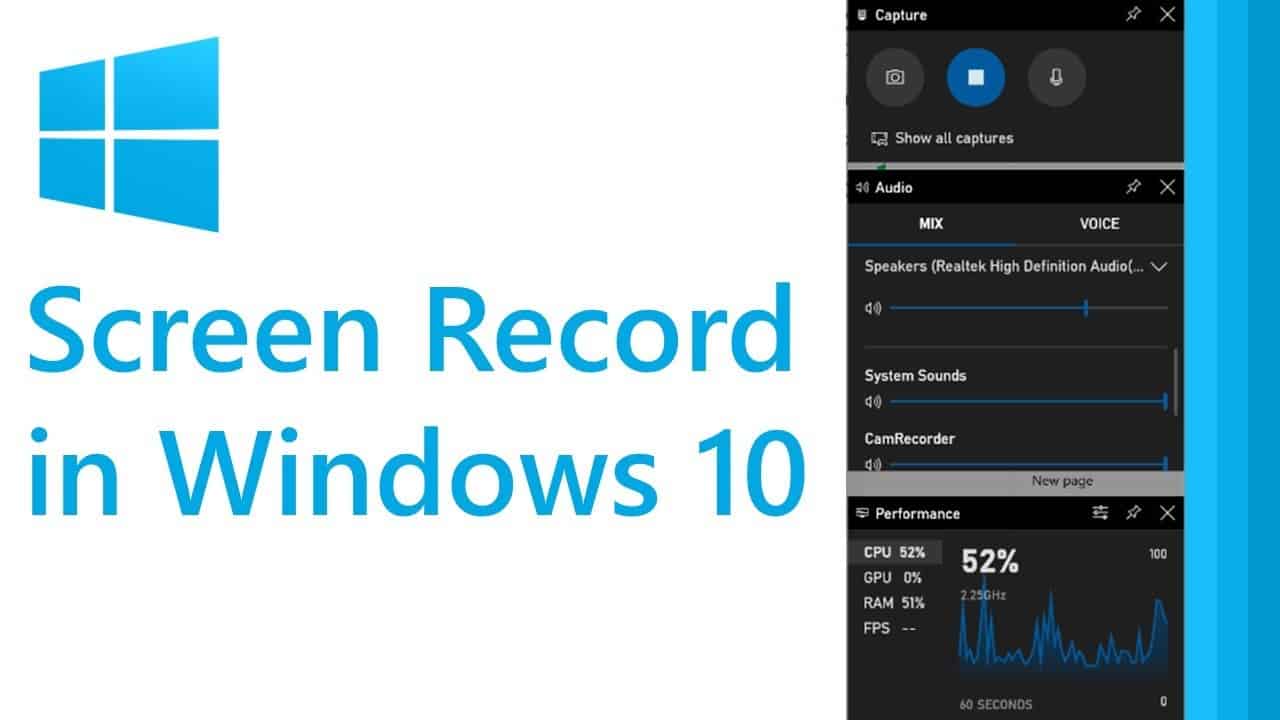 Windows 10 built-in screen recorder